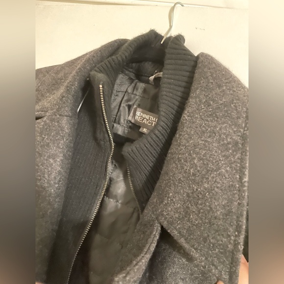 Kenneth Cole wool blend coat with zipper and buttons double breasted button - Picture 7 of 11